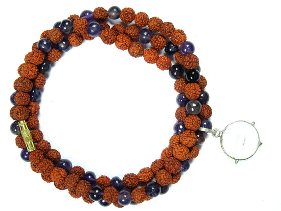 Earthing Rudraksha Lapis Lazuli Necklace Mental Clarity Energy Beads