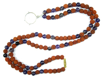 Rudraksha Lapis Lazuli Mala Necklace Mental Clarity Energy Beads Mala