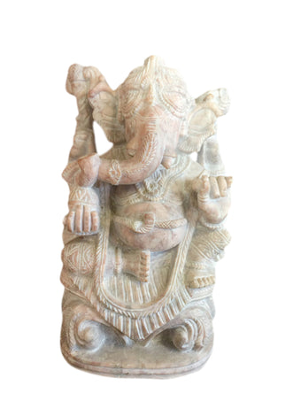 Ganesha Idol Figurine Hand Carved Gorara Stone Statue Meditation Sculpture