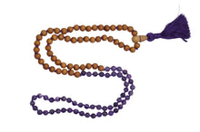 Amethyst Sandalwood Mala beads Handknotted Yoga Mala Necklace