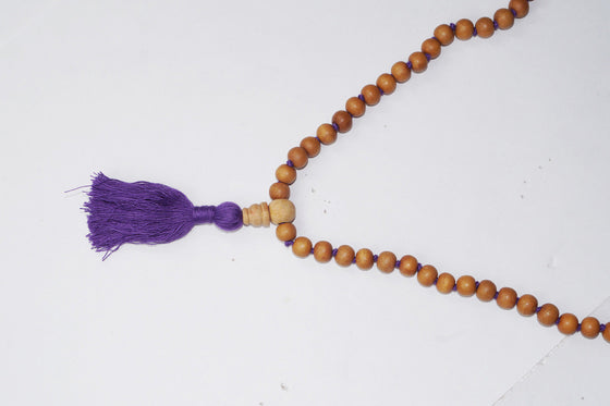 Amethyst Sandalwood Mala beads Handknotted Yoga Mala Necklace 108