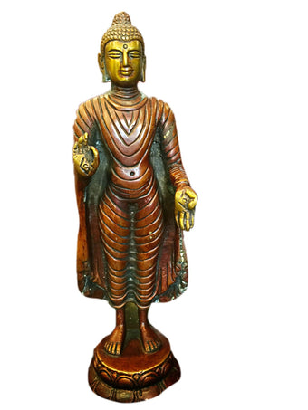 Buddhist Yoga Spiritual Standing Buddha Brass Statue Unique Gift