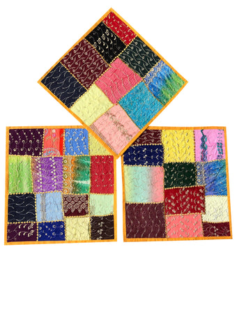 Colorful Patchwork Cushion Cover Handmade Vintage Indian Cotton Sofa