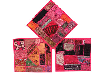 3pc Cushion Covers Vintage Pink Patchwork Decorative Pillow Cover