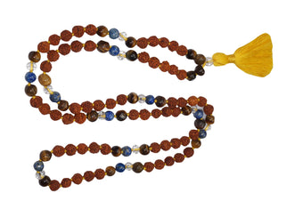 Meditation Yoga Mala Prayer Lapis Lazuli Rudraksha Beads Garnet Chanting Mala