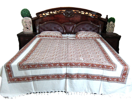 Paisley Boho Indian Bedcover Cotton Bedspreads Sofa Throw with Pillows