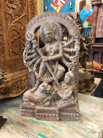 Goddess Durga Statue Mahishasur Mardini Sculpture of A Warrior