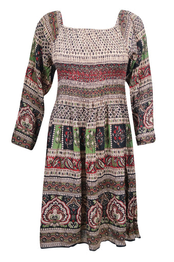 Bohemian Dresses oFF Shoulder Printed Fit Flare ML