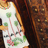 Boho Sleeveless Dress White Round Neckline Summer Beach Dress M