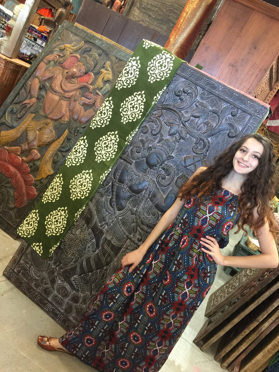 Boho Maxi Dress Halter Dress Printed Summer Dresses, Boho M