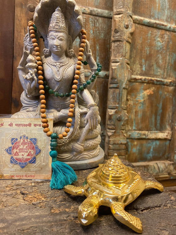 Success Altar - Maha Laxmi Yantra, Sandalwood Green Jade