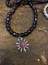 Prayer Mala Necklace/bracelet Purple Beads Mala, Silver Finish Copper