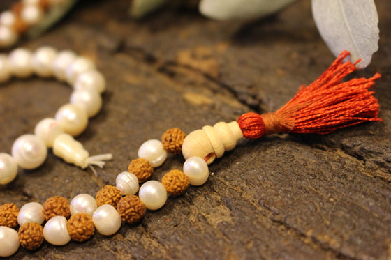 Mala Beads Clearing Energies Pearl Beads Rudraksha Japamala Yoga