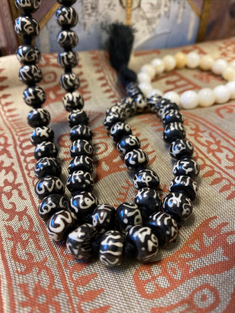 Tibetan Black YAKBONE Mala OmJapa Chanting Mala Necklace ,Energetic
