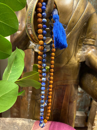Meditation Malabeads Rudraksha Lapis Lazuli Mental Clarity Healing Copper Bracelet