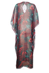 Kaftan Maxi Dress, Georgette Embroidered Resort Wear Dresses, 4X