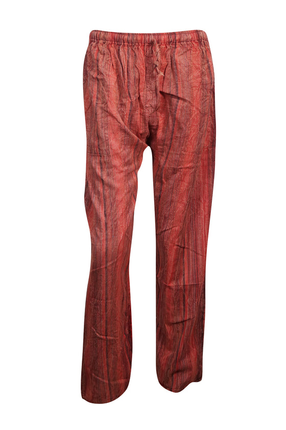 Hippie Boho Red Striped Pants Cotton