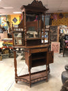 Antique Wall Curio Cabinet Bookcase Reclaimed Artisan Carved Old