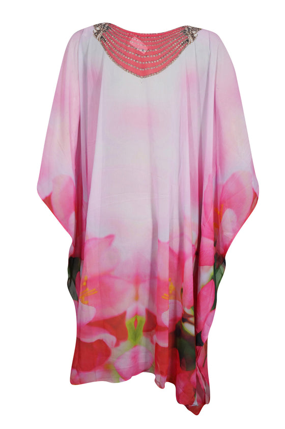 Kaftan Dress, Maternity Kaftan, Jewel Pink Floral Dresses, size