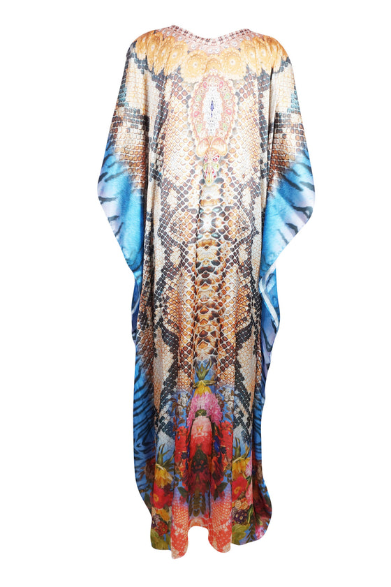 Kaftan Maxi Dress, Bohemian Housedress Kaftan, Multicolor Printed L-4XL