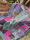 Indian Pink Blue Wall Hanging Tapestry Embroidery Sequins Sari