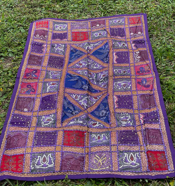Handmade Wall Hanging Purple Patchwork Wall Decor Hand Embroidery