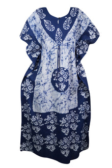  Kaftan Maxi Dress, Dark Blue Tie Dye Printed Size