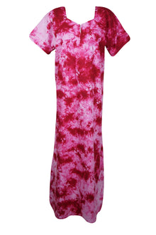 Maxi Dress, Pink Tie Dye Cotton Night Gown L