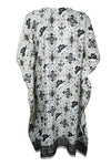 Kaftan, Black White Recycle Silk Tunic Kaftan, Luxurious Size