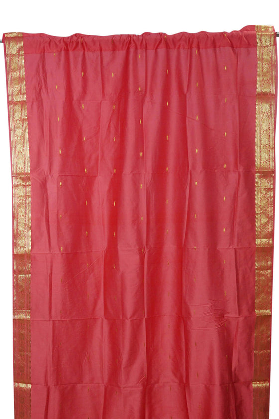2 Pink Sari Curtain Rod Pocket Drapes, Window Teatment
