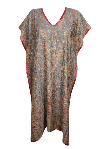 Kaftan Dress Gray Pashmina Caftan, Handmade Bohemian Lounge ML