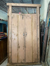 Antique Indo-French Doors with Frame, Rustic Carved Jali Teak Doors 98