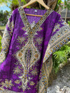 Purple Oversized Tunic Kaftan Dresses, Boho Hippie Dashiki Caftan Dress, 2XL