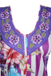 Maxi Dress, Purple White Floral Printed Sleepwear Dresses, M