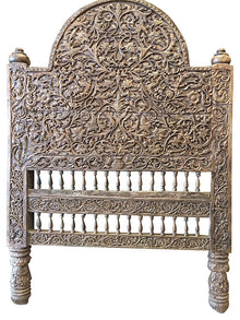  Antique Kashmir India Intricate Floral DAYBED Headboard Hand Carved