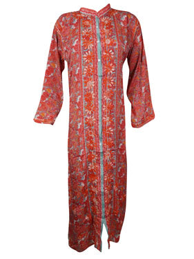Women's Printed Long Tunic Caftan Red Tunic
