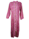 Women's Maxi Duster Pink Floral Printed Kaftan, Summer Long Tunics XL