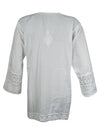 Womens White Cotton Tunic, Boho Beach Tunic L/XL