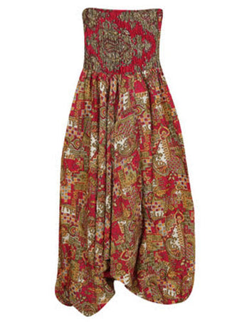 Womens Pant, Red Brown Print