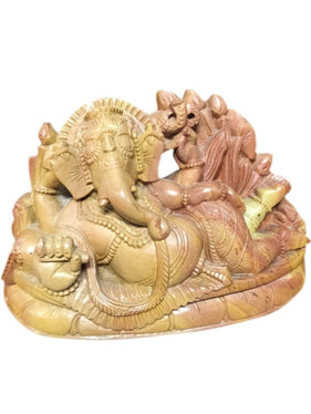 Resting Ganesha Stone Statue Hand Carved Yoga Elephant Sculpture