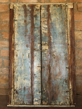 Antique Yellow Indian Door, Exterior Doors, Shabby Chic Marigolds Painted Door