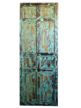 Boho Vintage Barn Door, Carved Organic Green Door, Custom Barn Doors 96