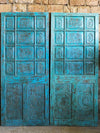 Turquoise Door Panel, Boho Vintage Barn doors, 81
