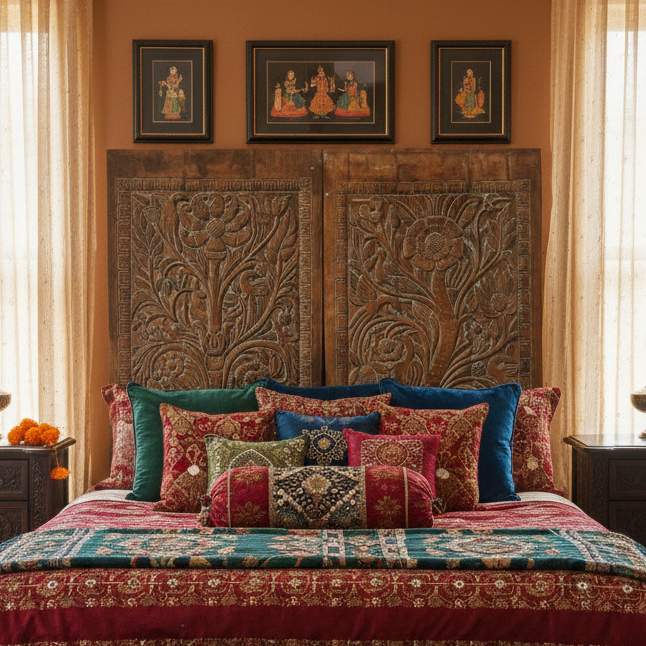 Antique Carved Doors as Custom Headboards: A Unique Touch for Your Bed