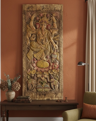  Ganesha on Lotus, Carved Wall Art for your Sanctuary | Mogulinterior