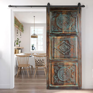  Embrace Rustic Elegance: The Boho Carved Sliding Barn Door | Mogulinterior