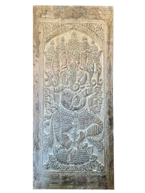 Panchmukhi Ganesha Wall Sculpture Ornate Indian Temple Wall Art 84x41