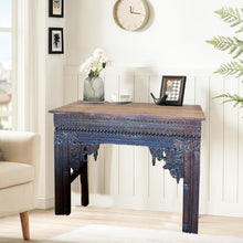  Console with Indian Hand Carving Brass Studs Vintage Wooden Console Table