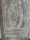 Vintage Temple Door Dancing Ganesha Wall Panel Ornate Studs Carved Barn Door 84x41