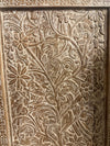 Tree of Life Carved Wood Wall Panel – Whitewashed Floral Barn Door Wall Art